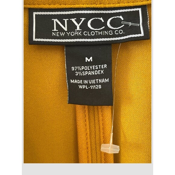 NYCC Mustard Yellow Blazer Jacket Women’s Medium Shoulder Pads Hook Closure NWT - Picture 3 of 8